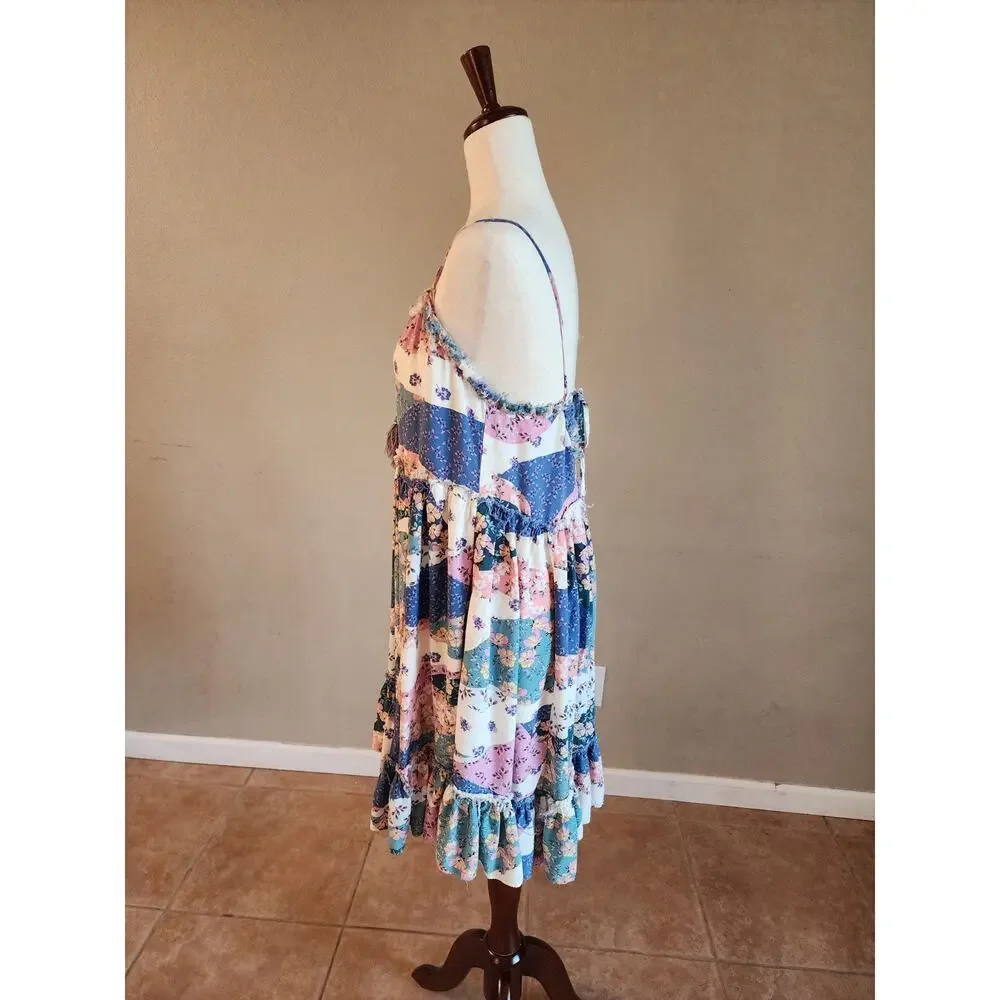 Lovestitch Sammy Mini Dress SZ Large Floral Tiered Boho Ruffles - Picture 6 of 13